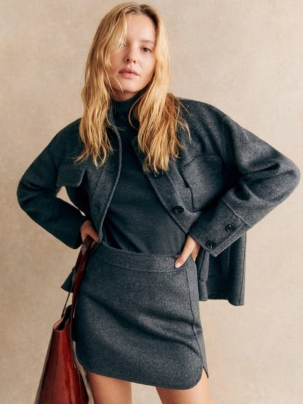NWOT Sézane Tania Skirt in Charcoal Grey Size 4/36
